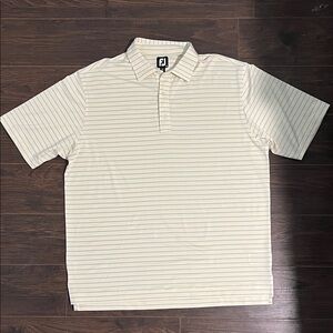 FootJoy Cream Polo with Thin Blue Stripes